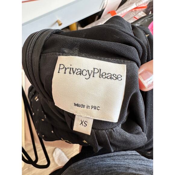 Privacy Please Ford Black Metallic Gold Silver Star Deep V Short Sleeve Dress XS - Picture 15 of 15